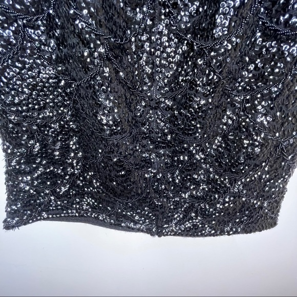 VINTAGE Sequined Black Beaded Evening Sleeveless Top - Picture 6 of 6